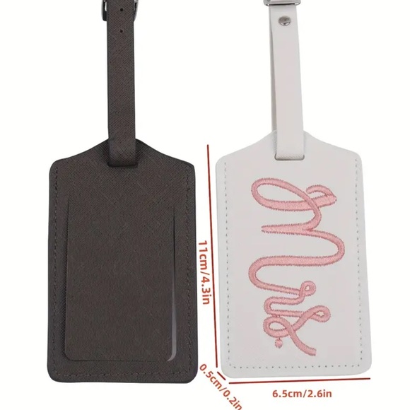 NEW| 2Pcs Premium Embroidered Personalized Wedding Luggage Tag Set Mr & Mrs - Picture 8 of 8